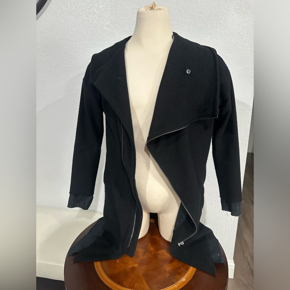 Asymmetrical zip up long jacket